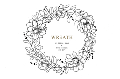 Line art Flowers and Wreath Product Image 4