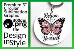 Charming Keychain Round Design PNG , Butterfly Product Image 1