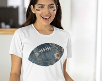 Preppy Denim Floral Football Png | Game Day Png Fall Vibes Product Image 3