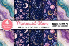 Mermaid Glam Seamless Digital Paper JPG Product Image 1