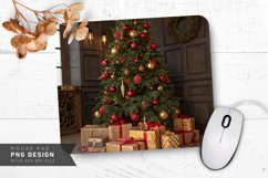 Festive Christmas Tree Scene Mouse Pad PNG Design Product Image 1