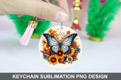 Butterfly And Sunflowers - Keychain Sublimation Design Product Image 1