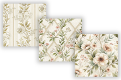Ivory Toile Digital Paper Pack, Vintage Floral Toile Product Image 4