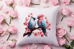Valentine Kissing Birds Clipart, Valentine Couplet Product Image 4