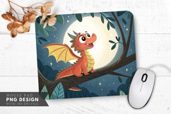 Moonlit Joy A Tiny Dragon Mouse Pad PNG Design Product Image 1