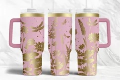 40oz Tumbler laser svg Dragonflies and Water Lilies wrap Product Image 4