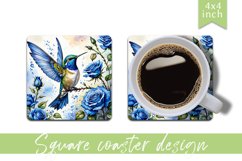 Watercolor hummingbird Square Coaster|sublimation design Product Image 1
