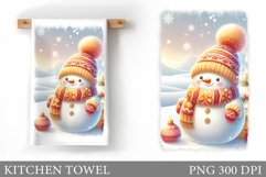 Snowman Kitchen Towel. Christmas Kitchen Towel Design Product Image 1