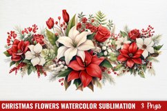 Christmas Flowers Watercolor Clipart Product Image 1