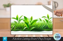 Green Tea Leaves on Grass Field Cutting Board PNG Design Product Image 1