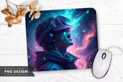 Cosmic Wonder VR Gamer in Awe Mouse Pad PNG Design Product Image 1