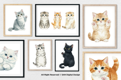 15 Bundle Watercolor Cute Cats Kitten Fluffy Pet Lovers Product Image 4