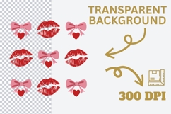 Valentine Lips Bow PNG, Kiss Pattern Valentine Design, Pink Product Image 4