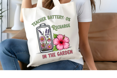 Teacher Battery 0 PNG, Garden Recharge Sublimation Design Product Image 4