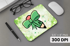 Cute Green Bow with Pencil Mouse Pad PNG Sublimation Design Product Image 1