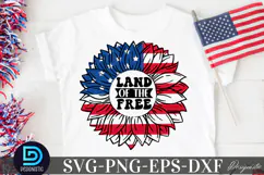 Land of the free SVG, 4th July Sunflower SVG Product Image 1