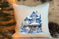 Watercolor Christmas houses clipart, Christmas Clipart Product Image 4