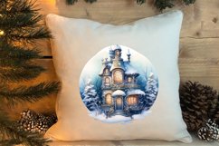 Watercolor Christmas Winter Houses Clipart Product Image 4