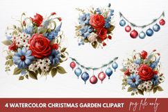 Watercolor Christmas Garden Clipart Product Image 1