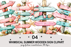 Whimsical Summer Wooden Sign Clipart Watercolor png Product Image 2