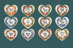 12 Christmas Heart Stickers|Printable cutting PNG Product Image 2