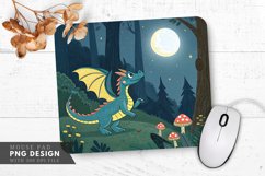 Vibrant Dragon in a Moonlit Forest Mouse Pad PNG Design Product Image 1
