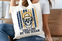 Cool Skull Summer PNG Chilling By The Ocean Sublimation Product Image 4