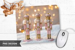 Whimsical Pink Nutcrackers in a Snowy Wonderland Mouse Pad Product Image 1