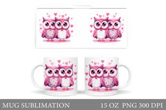 Cute Owl Mug Sublimation. Valentines Mug Design Product Image 1