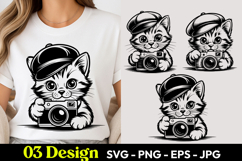 Photographer Kitten SVG PNG Product Image 1