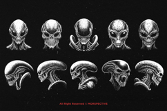 10 Bundle Dark Art Alien Head Ufo Monster Gothic Horror Product Image 6