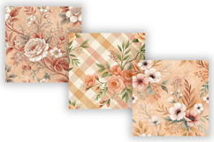 Soft Apricot Toile Digital Paper Pack, Vintage Floral Toile Product Image 4