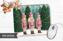 Festive Nutcrackers in Pink Holiday Scene Mouse Pad PNG Product Image 1