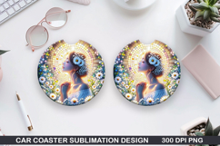 Flower Car Coaster Sublimation| Spring Flowers Coaster PNG Product Image 1
