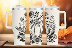 Tumbler laser svg| 40oz Tumbler Fall Floral Pumpkin Product Image 4