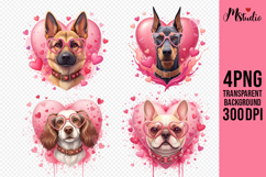 Valentine Dogs PNG Heart Glasses Cute Pet Art Product Image 1