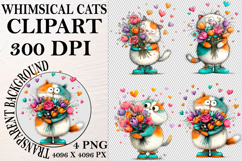 Whimsical Cats Clipart Watercolor png Product Image 1