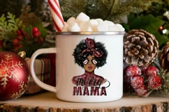 Merry Mama | Hand Lettered | Afro Woman | Holiday Design Product Image 4