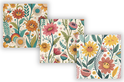 Funny Wildflowers Cartoon Pattern, Cute Comic Wildflower Product Image 4