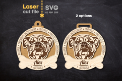 Dog Medal English bulldog SVG laser cut files for Glowforge Product Image 3