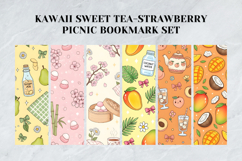 Kawaii Sweet Tea &amp; Strawberry Picnic Bookmark Set,Cute Fruit Product Image 4