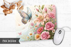 Butterfly Bliss Floral Digital Wallpaper Mouse Pad PNG Product Image 1