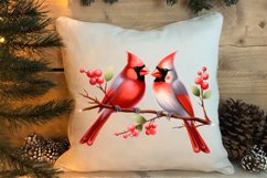 Christmas Cardinal Watercolor Clipart, Christmas Cardinal Product Image 4