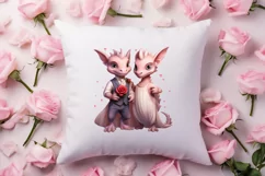 Watercolor Valentine's Day Dragon Clipart, Dragon Watercolor Product Image 4