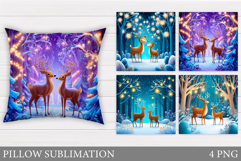 Reindeer Pillow Design. Christmas Pillow Sublimation Product Image 1