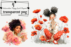 Watercolor Poppy Girl Clipart Watercolor PNG Product Image 1