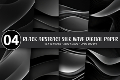 Black Abstract Silk Wave Digital Paper Product Image 1