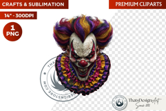Horrific Evil Clown Clipart - Halloween Creepy Circus PNG G Product Image 1