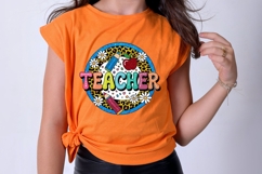 Rainbow Glitter Teacher PNG with Leopard Print &amp; Daisies Product Image 3