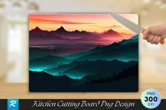 Dark Cyan Landscape Mountain Cutting Board PNG Design Product Image 1